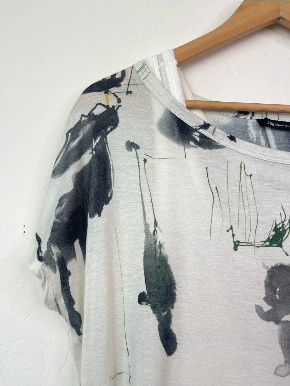 Uma Raquel Davidowicz Drapey Asymmetrical Abstract Paint Splatter Printed Dress - Picture 5 of 16